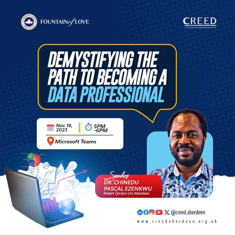 Guest Speaker at an online event organised by CREED Aberdeen:  "Demystifying the path to becoming a data professional"